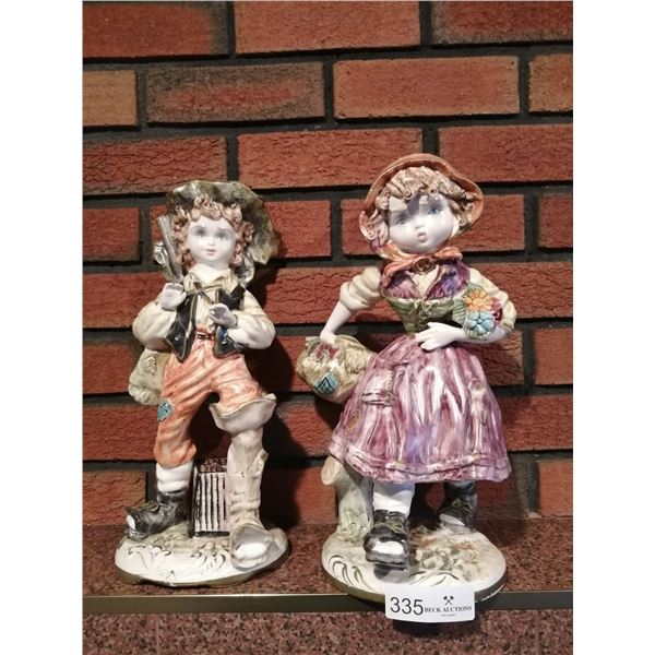 Cappodimonte Boy and Girl Statue Pair