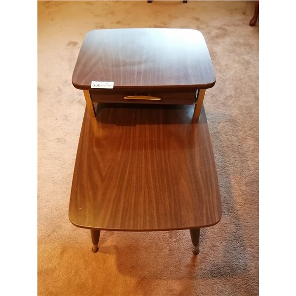 Vintage Wooden Telephone Table with Brass-Coloured Accent