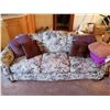 Image 1 : Sklar-Peppler Vintage Upholstered Floral Sofa - Includes Throw Pillows (4) and Blankets (2)
