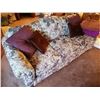 Image 2 : Sklar-Peppler Vintage Upholstered Floral Sofa - Includes Throw Pillows (4) and Blankets (2)