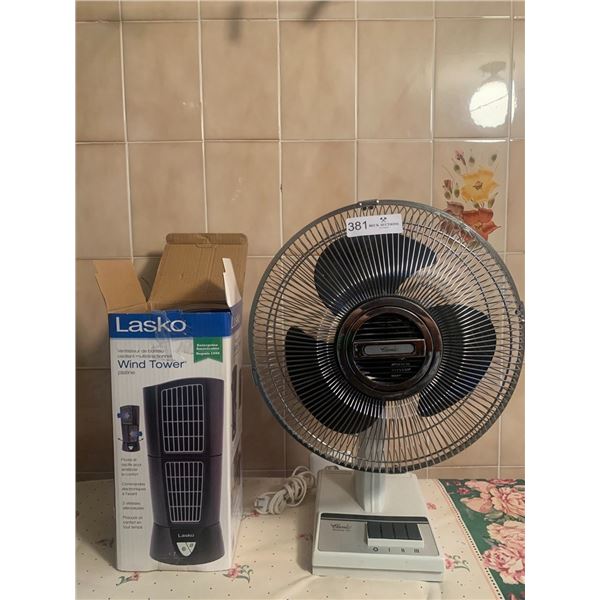 Lasko Oscillating Desktop Tower Fan and Classic Oscillating Desk Fan
