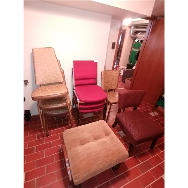Assortment of Vintage Chairs - Also Includes a Vintage Footstool