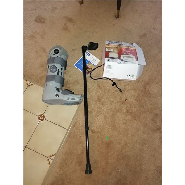 Dr. Ho's 2-In-1 Back Relief Belt, Aircast Inflating Cast (Small), and Invacare Ergonomic Handle Cane