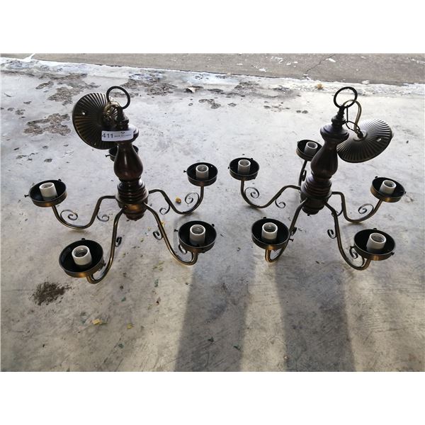 2 x Wooden Chandeliers