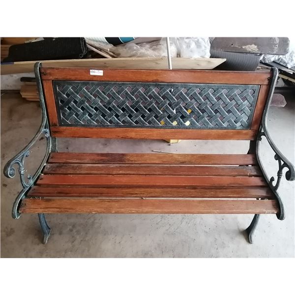 Wooden and Iron Outdoor Bench