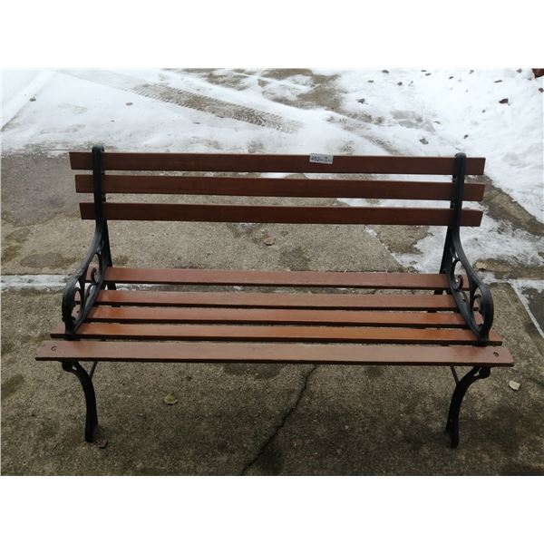 Wooden Outdoor Bench with Metal Frame