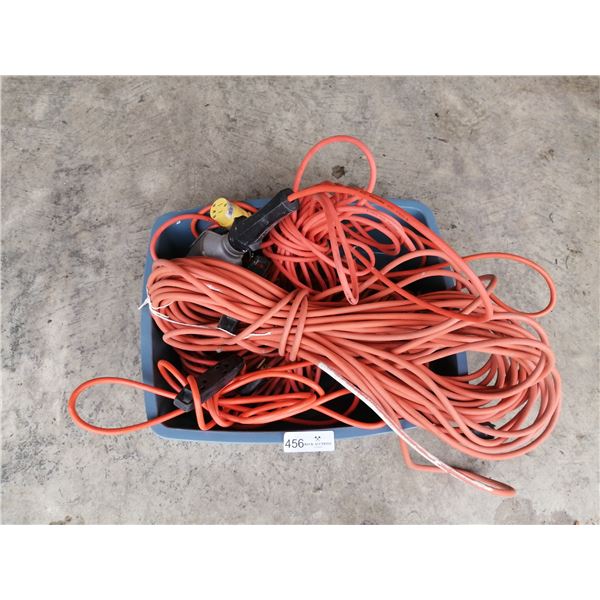 Assortment of Heavy Duty Extension Cords and a Mechanic's Light