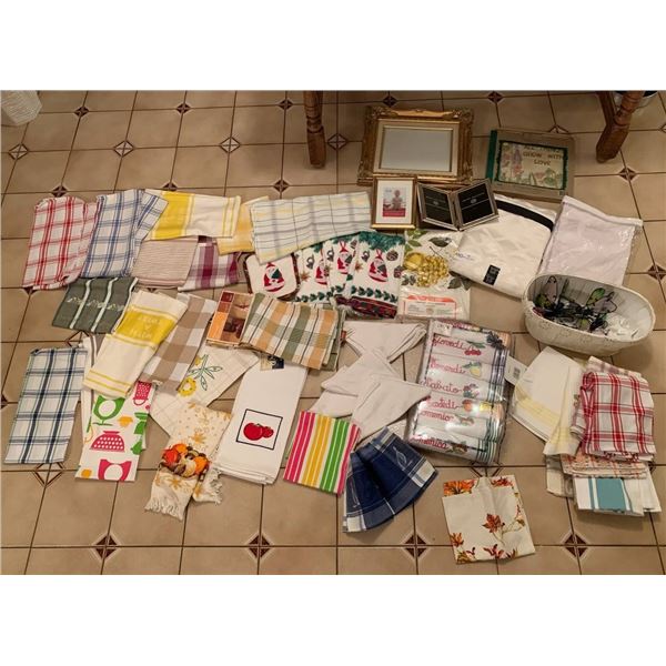 Large Assortment of Kitchen Towels and Home Decor