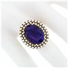 Image 3 : Vintage 14k Yellow Gold 7.13 ctw Oval Amethyst Solitaire & Pearl Halo Cluster Ri