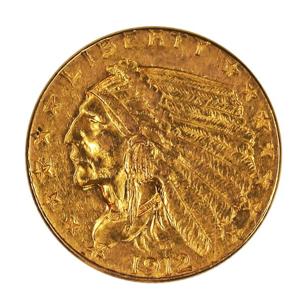 1912 $2.5 Indian Head Quarter Eagle Gold Coin CU