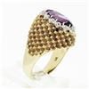Image 9 : Vintage 18k Gold 1.76 ctw Marquise Amethyst & Round Diamond Halo Textured Ring