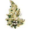 Image 1 : Vintage Large 14K Yellow Gold 4.60 ctw Diamond & Emerald Textured Leaf Brooch Pi