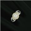 Image 8 : NEW 14k White & Yellow Gold Milgrain 0.75 ctw Pave Set Round Diamond Cluster Rin