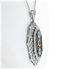 Image 3 : 18k White Gold 2.15 ctw Aquamarine, Citrine, & Diamond Open Milgrain Pendant Nec