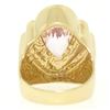 Image 8 : 14k Yellow Gold Bezel Pear Morganite & Diamond Channels 8.05 ctw Large Ring