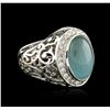 Image 1 : 14KT White Gold 9.14 ctw Aquamarine and Diamond Ring