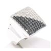Image 4 : Large 18k White Gold 3.60 ctw Black & White Diamond Square Cushion Ladies Ring