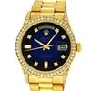 Image 1 : Rolex Mens 18K Yellow Blue Vignette Diamond Lugs Quickset President Wristwatch