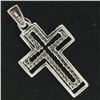 Image 5 : 14k White Gold.75 ctw Round Brilliant Diamond Open Double Floating Cross Pendant