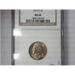 1951-D Jefferson Nickel NGC MS66