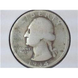 1934-D Washington Silver Quarter