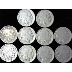 10 Assorted 1930'S Buffalo Nickels