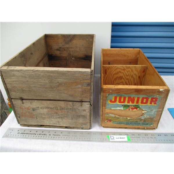 2 Vintage Wooden Crates Bodnarus Auctioneering 2 vintage wooden crates bodnarus auctioneering