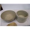 Image 2 : Small crock stoneware bowl, wooden spoon, dipper