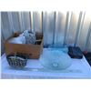 Image 1 : Fancy glass dish with misc household