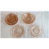 Image 3 : (4) Bowls + (6) Small Plates - Vintage Pink Depression Glass