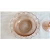 Image 3 : Vintage Pink Depression Glass - Bowl + Candle Holder (cracked)
