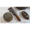 Image 4 : Vintage Pans - Heavy Lamp Counter Weight -Vintage Wrench - Iron Base