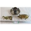 Image 1 : Brass Pig Bank - Brass Horse with Cart - Silver Plated Tray & Creamer