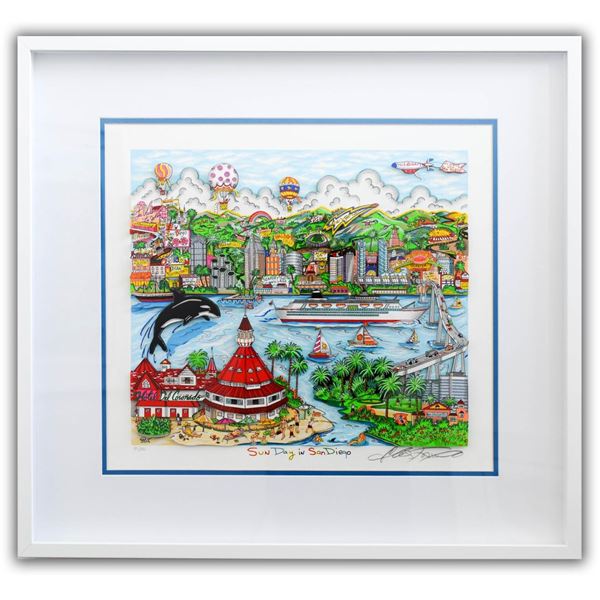 Charles Fazzino- 3D Construction Silkscreen Serigraph "Sun Day in San Diego"