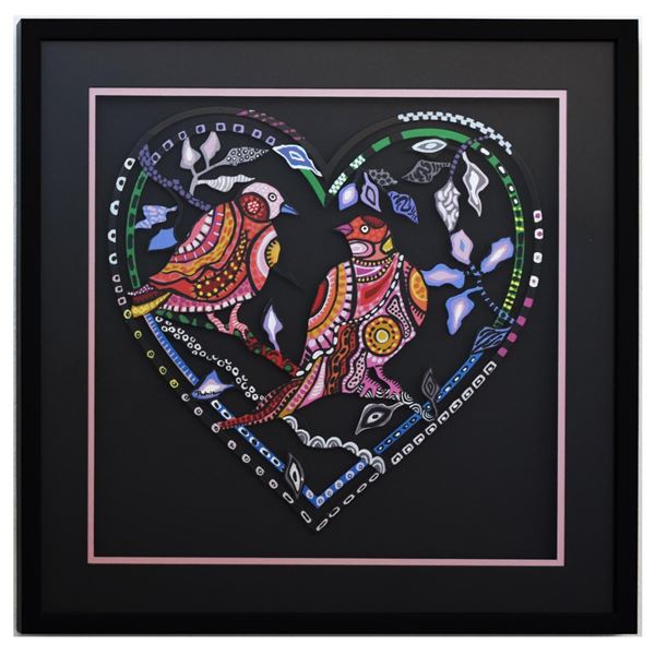 Patricia Govezensky- Original Painting on Laser Cut Steel "Love Birds XV"