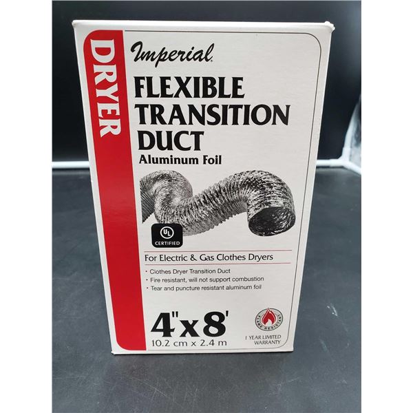 Imperial Dryer Flexible Transition Duct, Aluminum Foil (4in x 8ft)