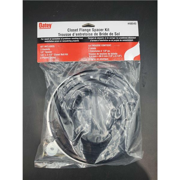 Oatey Closet Flange Spacer Kit (2 Gaskets, .5in Spacer, .25in x 3.5in Closet Bolt Kit, 2 Plastic Shi