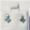 Image 1 : 10K Yellow Gold Blue Topaz(0.44ct) Diamond(0.06ct) Earrings (~Size )(Ring is resizable for $40) (~le
