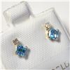 Image 2 : 10K Yellow Gold Blue Topaz(0.44ct) Diamond(0.06ct) Earrings (~Size )(Ring is resizable for $40) (~le