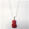 Image 2 : Silver Poly Coral Ganesh 16" Necklace (~Size )(Ring is resizable for $40) (~length inches), Suggeste