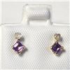 Image 1 : 10K Yellow Gold Amethyst(0.4ct) Diamond(0.06ct) Earrings (~Size )(Ring is resizable for $40) (~lengt