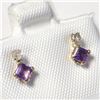 Image 2 : 10K Yellow Gold Amethyst(0.4ct) Diamond(0.06ct) Earrings (~Size )(Ring is resizable for $40) (~lengt
