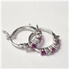 Image 2 : Silver Created Ruby Hoop Earrings (~Size )(Ring is resizable for $40) (~length inches), Suggested Re