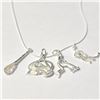 Image 1 : Silver Pack Of 4 Pendant With Chain Necklace (~Size )(Ring is resizable for $40) (~length 16"inches)