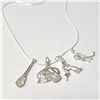 Image 2 : Silver Pack Of 4 Pendant With Chain Necklace (~Size )(Ring is resizable for $40) (~length 16"inches)