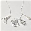 Image 1 : Silver Pack Of 4 Pendant With Chain Necklace (~Size )(Ring is resizable for $40) (~length 16"inches)