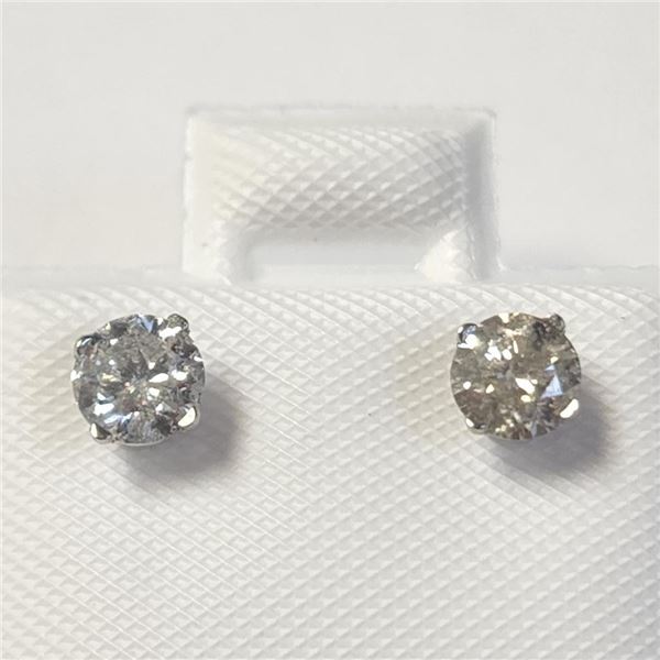 14K White Gold Diamond (0.52Ct,I1-3,F-H) Earrings (~Size )(Ring is resizable for $40) (~length inche
