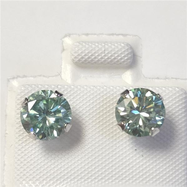 10K White Gold Moissanite(1.5ct) Earrings (~Size )(Ring is resizable for $40) (~length inches) (~wei