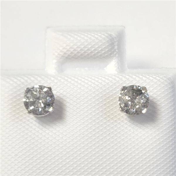 14K White Gold Diamond (0.46Ct,I1-3,G-H) Earrings (~Size )(Ring is resizable for $40) (~length inche