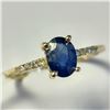 Image 2 : 10K Yellow Gold Blue Sapphire(1ct) Diamond(0.05ct) Ring (~Size 7)(Ring is resizable for $40) (~lengt